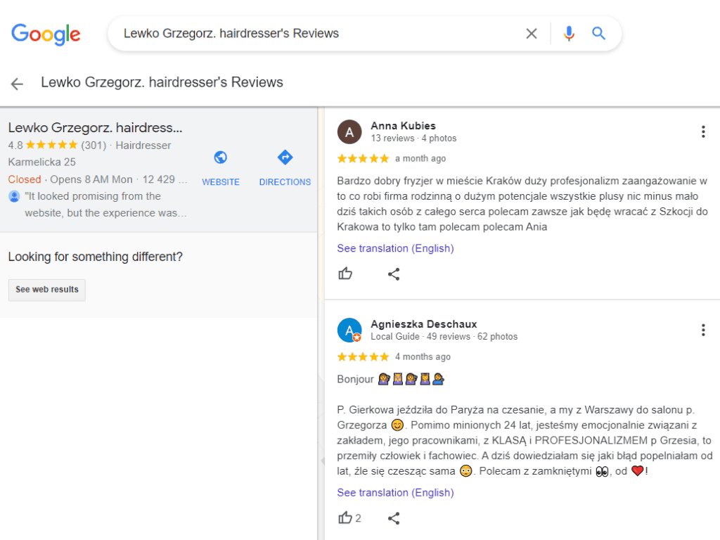 Recenzje w Google Moja Firma jako dowód słuszności wyboru danej firmy