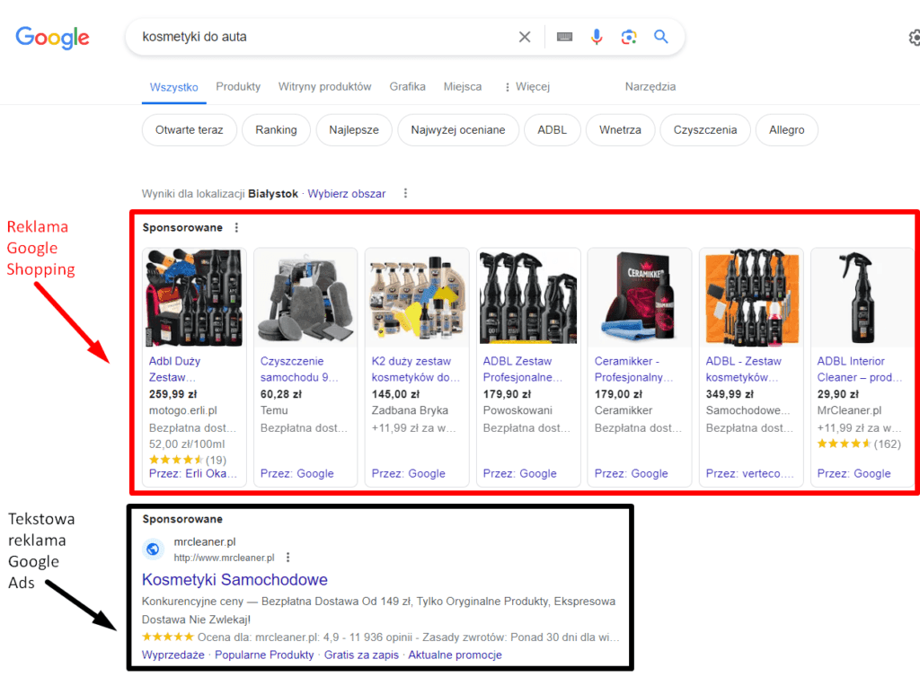 Reklama Google Ads – Shopping Ads i linki sponsorowane